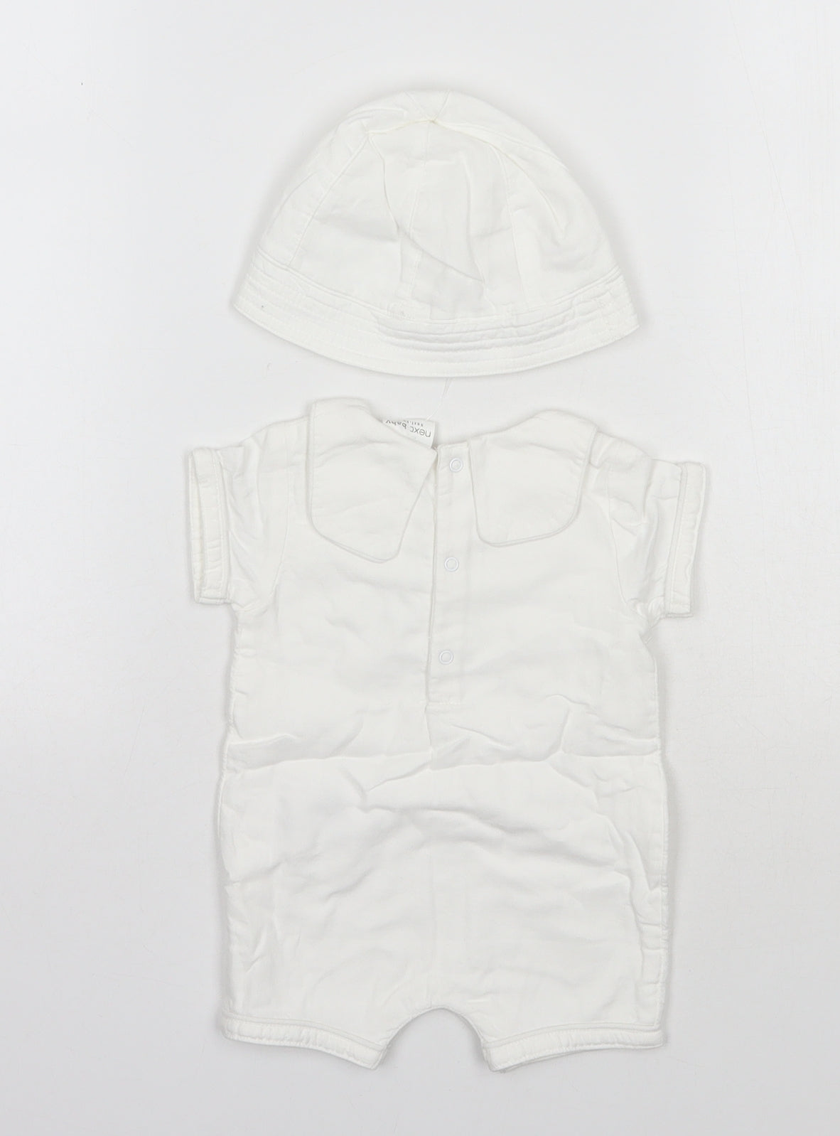 NEXT Baby White  Cotton Romper Outfit/Set Size 0-3 Months  Snap