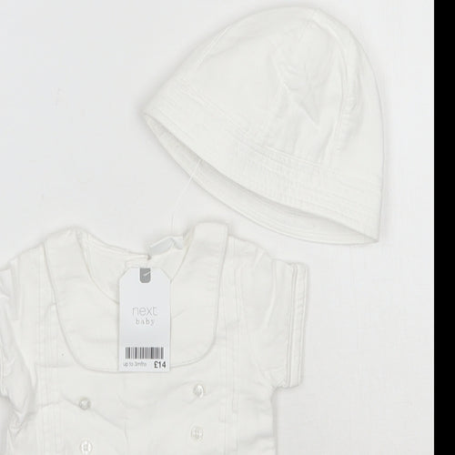 NEXT Baby White  Cotton Romper Outfit/Set Size 0-3 Months  Snap