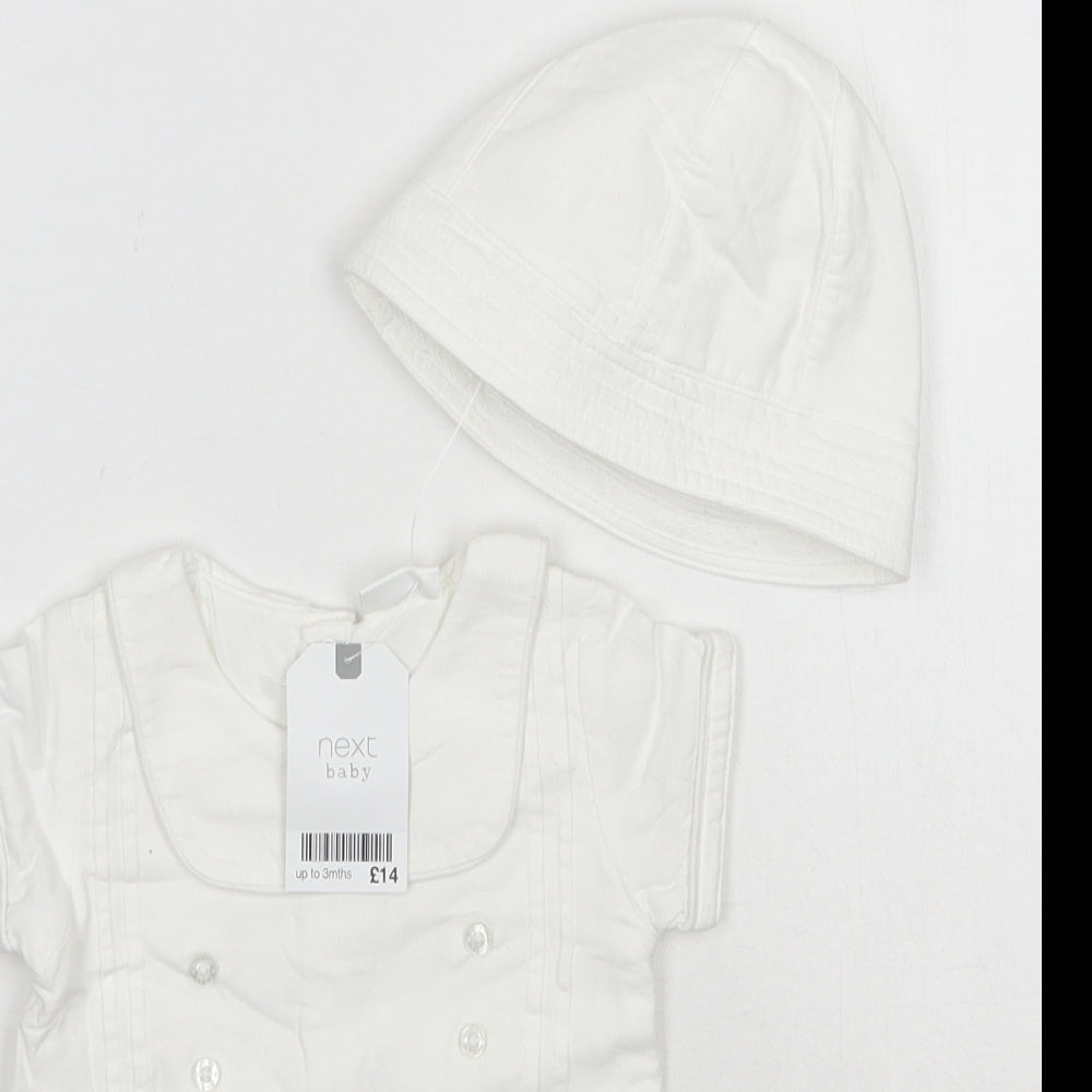 NEXT Baby White  Cotton Romper Outfit/Set Size 0-3 Months  Snap