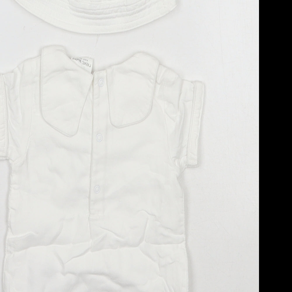 NEXT Baby White  Cotton Romper Outfit/Set Size 0-3 Months  Snap