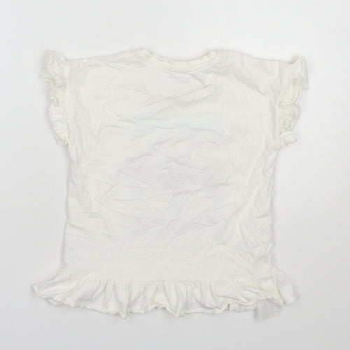 Matalan Girls White  Cotton Basic T-Shirt Size 5-6 Years Round Neck Pullover