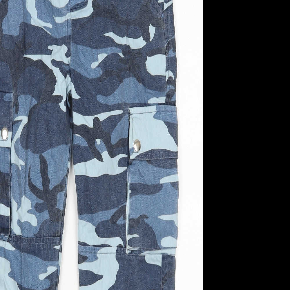 New Look Girls Blue Camouflage Cotton Cargo Trousers Size 10 Years  Regular Zip
