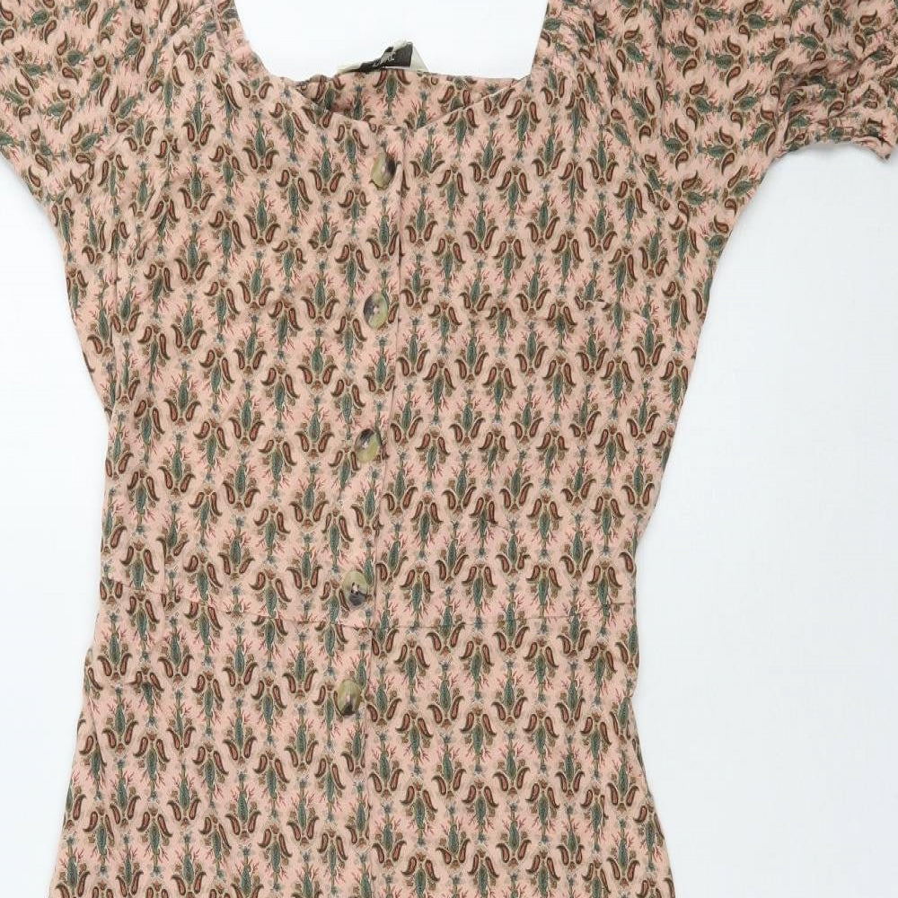 NEXT Womens Multicoloured Paisley Viscose A-Line  Size 12  Scoop Neck Button