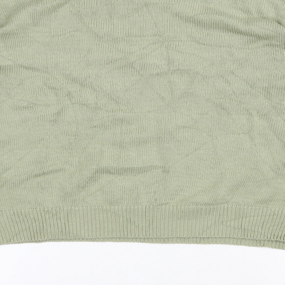H&M Womens Green Round Neck Floral Cotton Pullover Jumper Size M