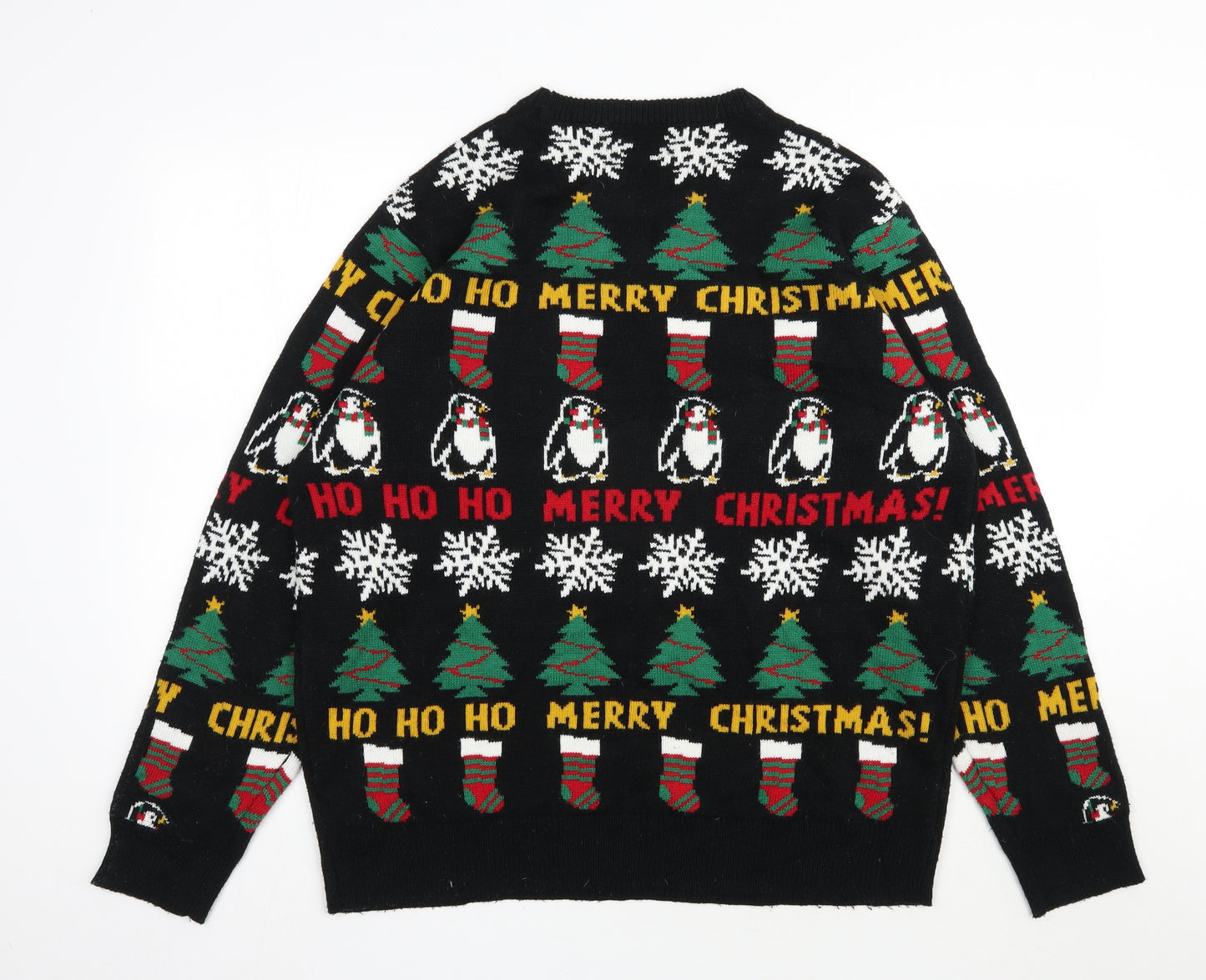 TU Mens Black Round Neck  Acrylic Pullover Jumper Size XL   - Christmas Jumper