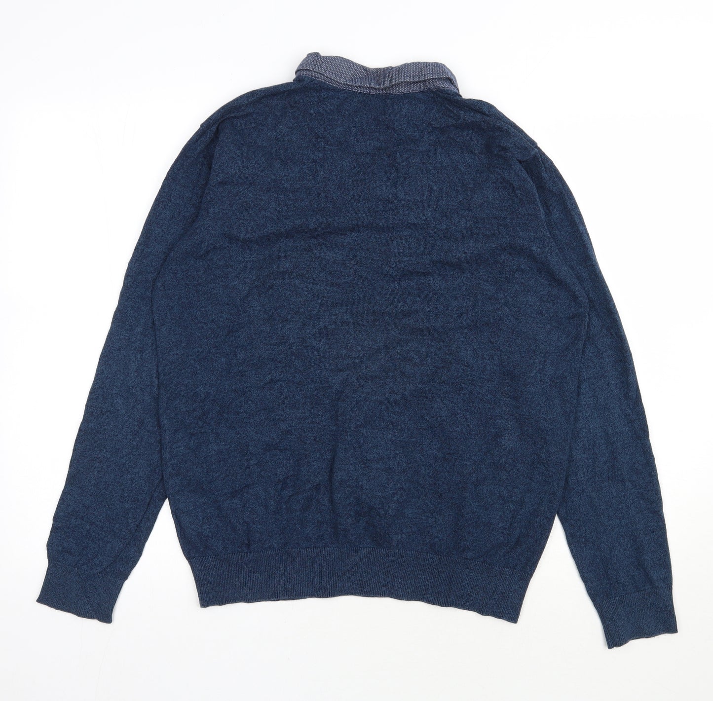 Matalan Mens Blue Collared  Cotton Pullover Jumper Size M