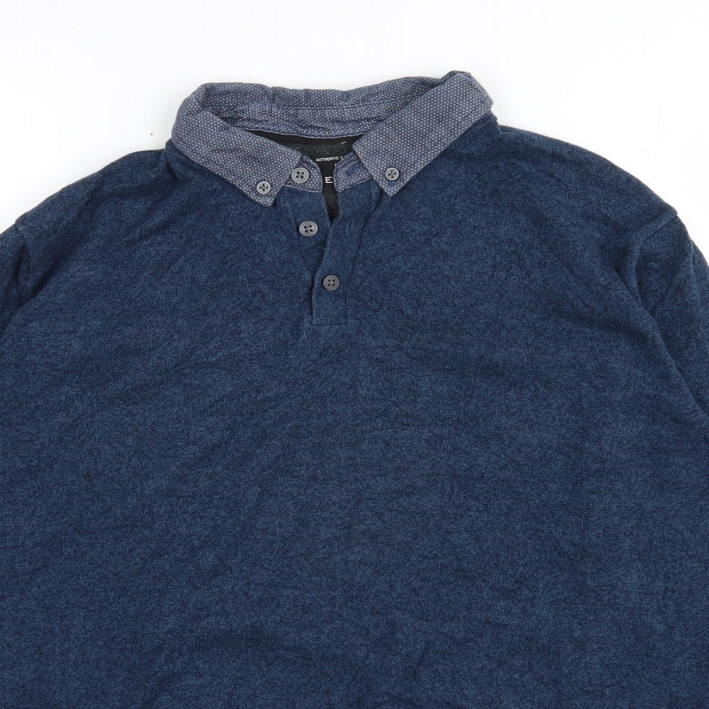 Matalan Mens Blue Collared  Cotton Pullover Jumper Size M