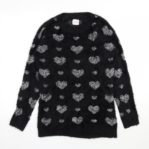 Your style Womens Black Round Neck  Polyamide Pullover Jumper Size 10