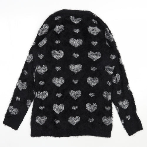 Your style Womens Black Round Neck  Polyamide Pullover Jumper Size 10