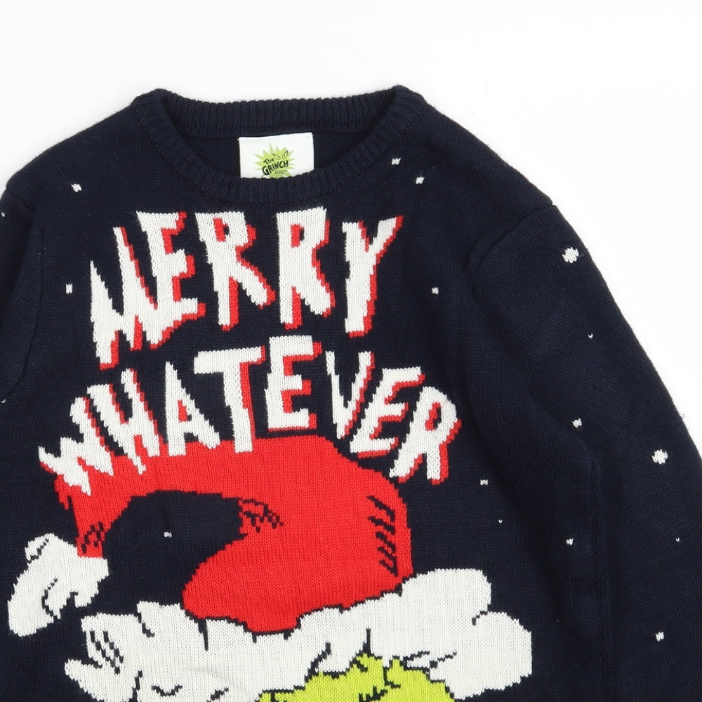 Primark Mens Blue Round Neck  Acrylic Pullover Jumper Size S   - Christmas Jumper
