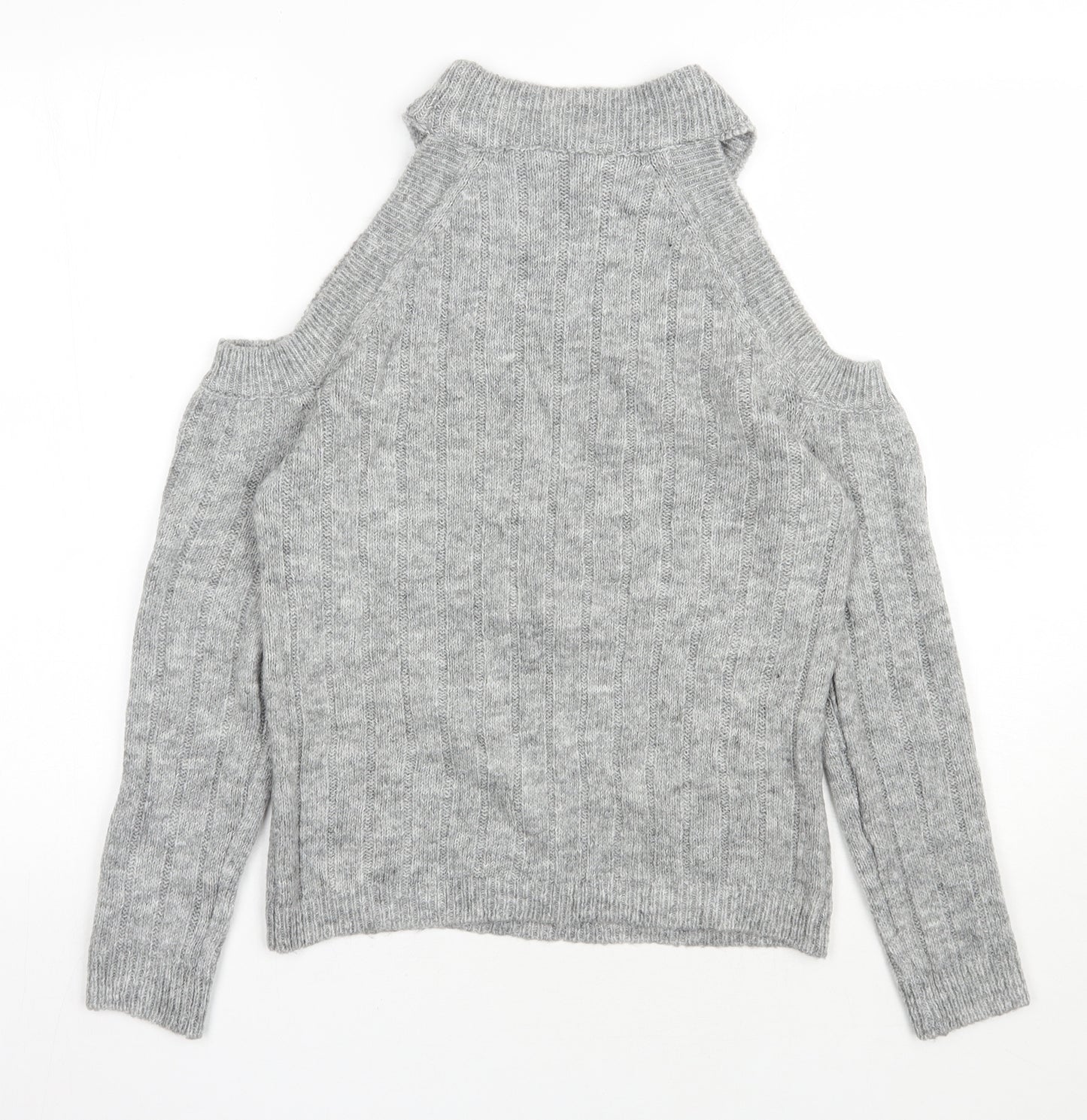 Select Womens Grey Round Neck  Acrylic Pullover Jumper Size 10   - Cold shoulder