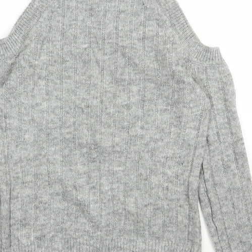 Select Womens Grey Round Neck  Acrylic Pullover Jumper Size 10   - Cold shoulder