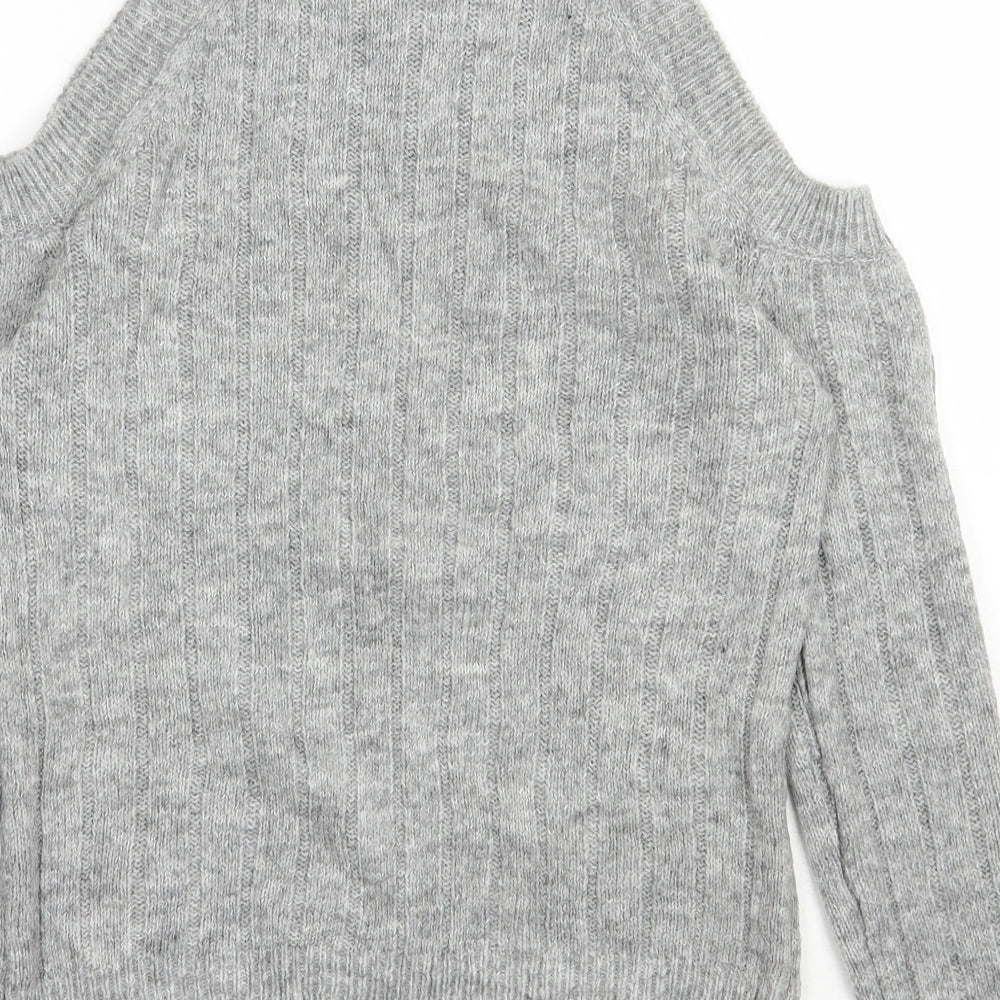 Select Womens Grey Round Neck  Acrylic Pullover Jumper Size 10   - Cold shoulder