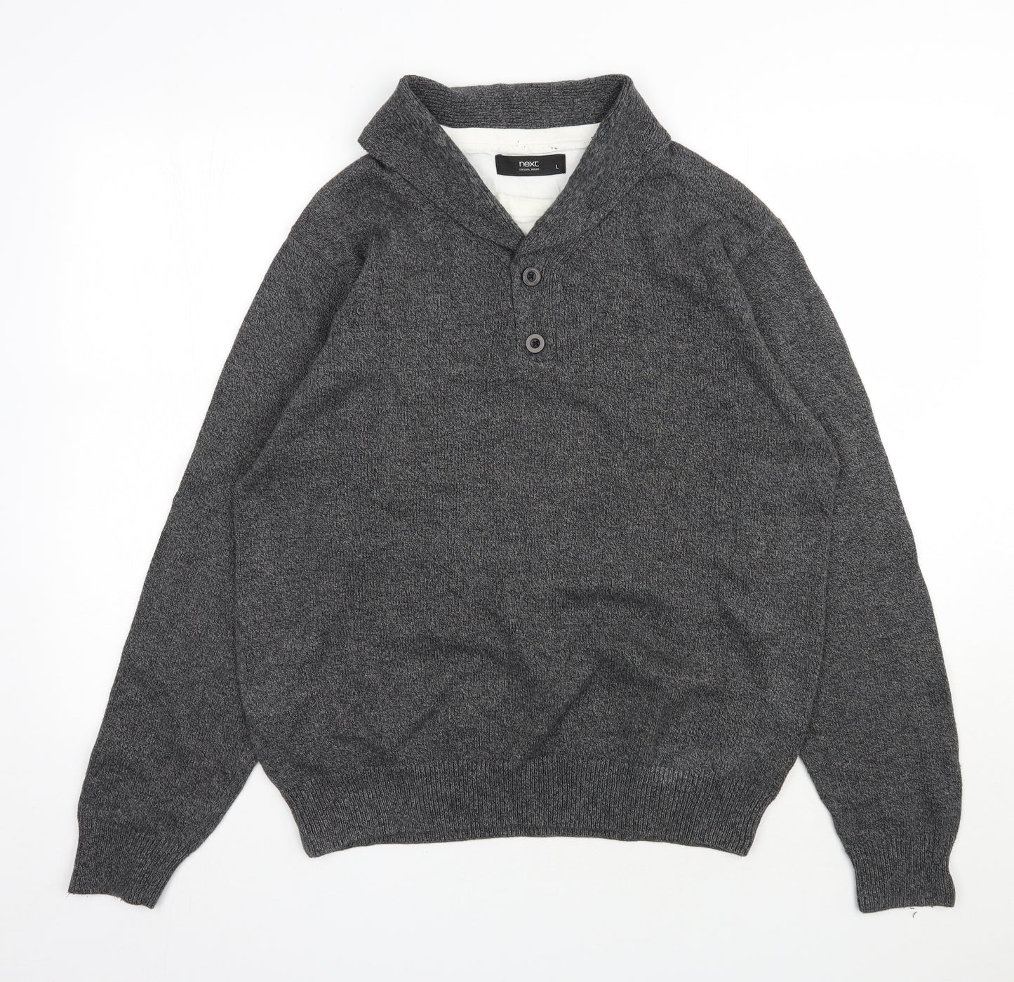 NEXT Mens Grey Round Neck  Cotton Pullover Jumper Size L