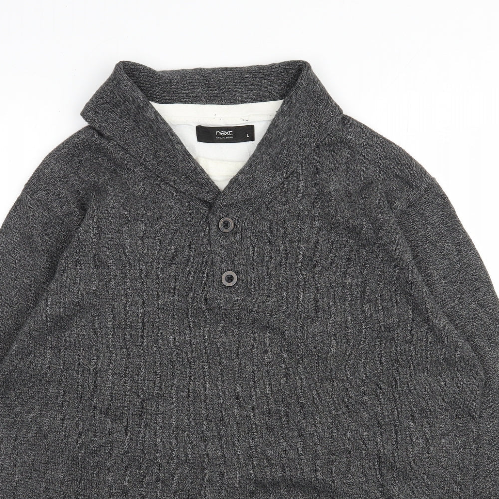 NEXT Mens Grey Round Neck  Cotton Pullover Jumper Size L