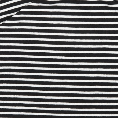 H&M Womens Black Round Neck Striped Viscose Pullover Jumper Size M
