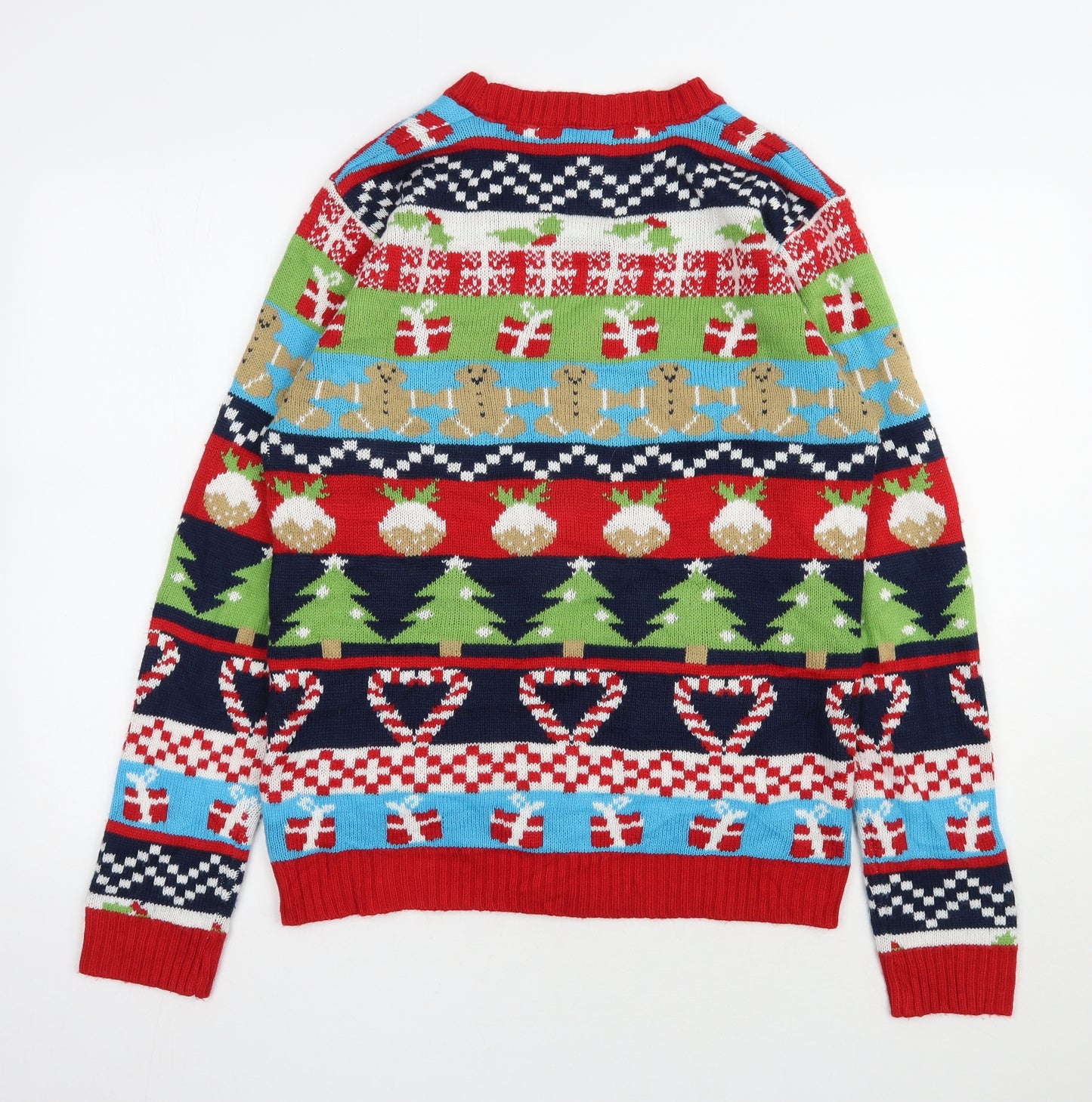 Jingle Bells Womens Multicoloured V-Neck  Acrylic Cardigan Jumper Size S