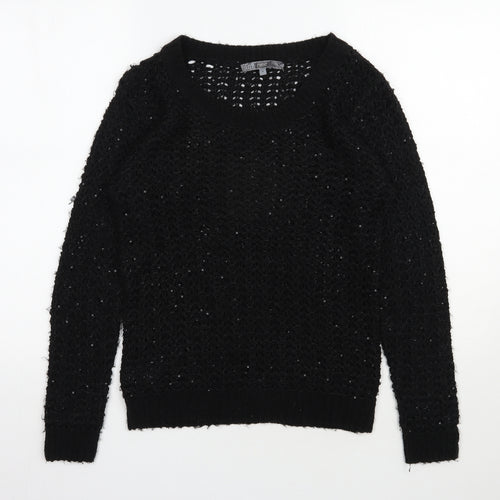 NEXT Womens Black Scoop Neck  Acrylic Pullover Jumper Size S