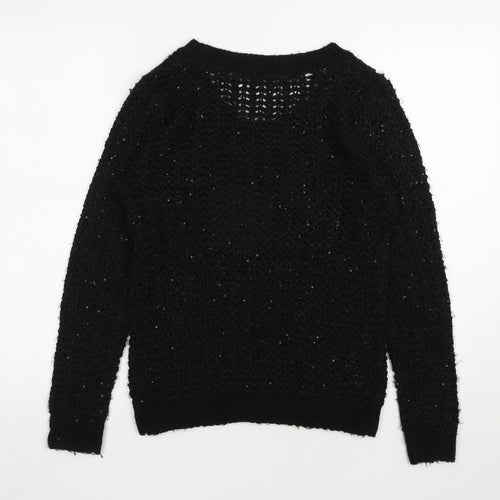 NEXT Womens Black Scoop Neck  Acrylic Pullover Jumper Size S