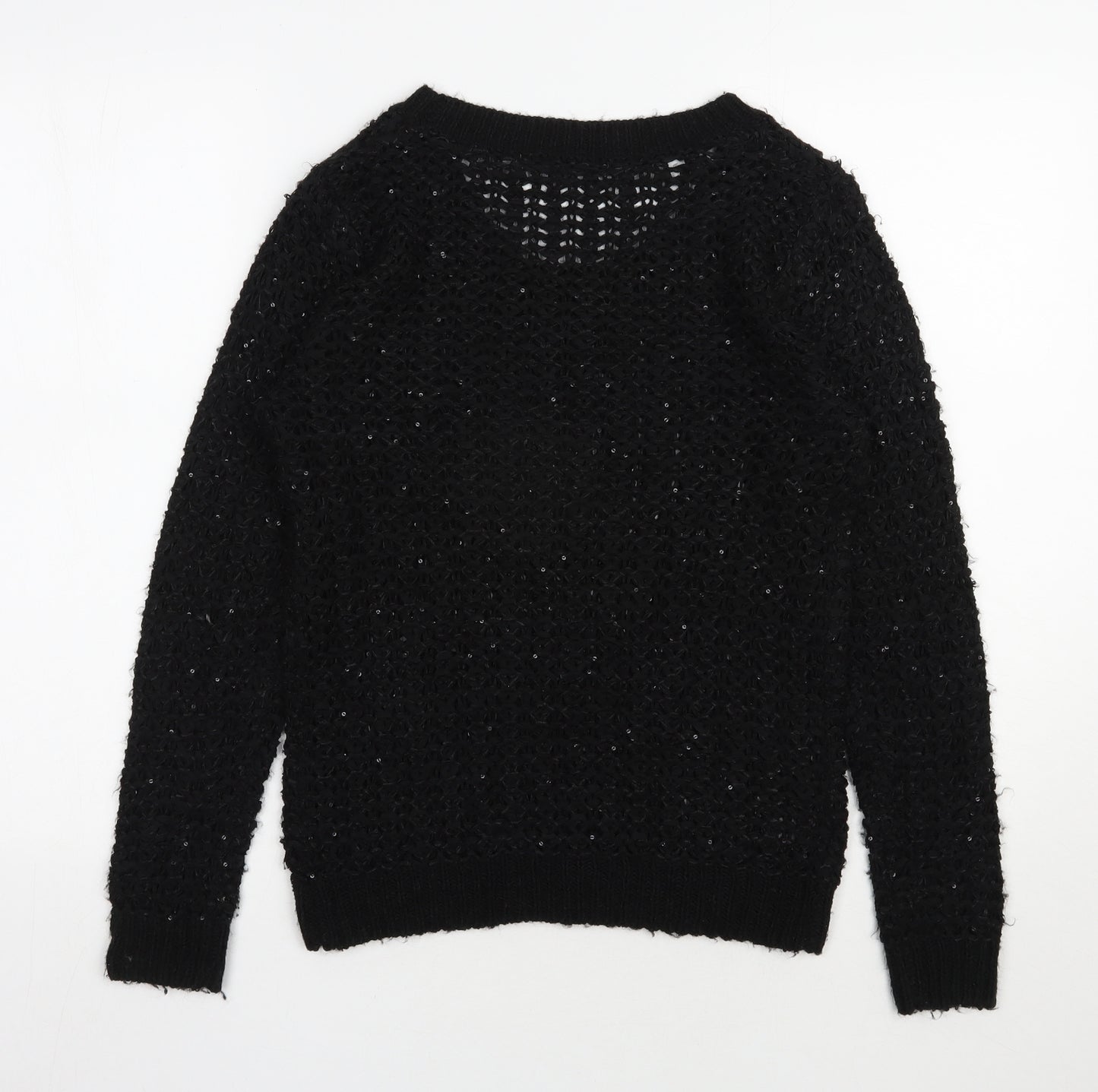 NEXT Womens Black Scoop Neck  Acrylic Pullover Jumper Size S