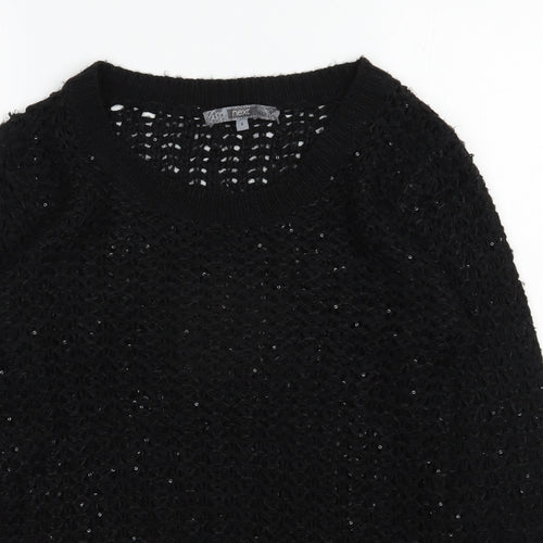 NEXT Womens Black Scoop Neck  Acrylic Pullover Jumper Size S