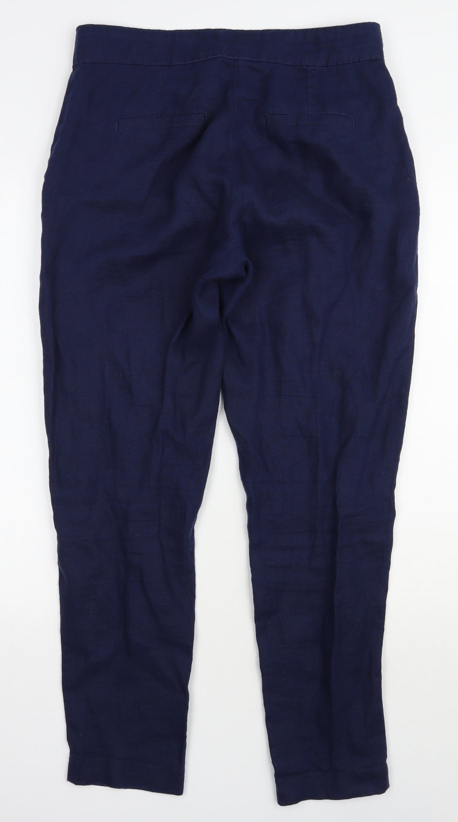 NEXT Womens Blue  Linen Capri Trousers Size 12 L29.5 in Regular Zip