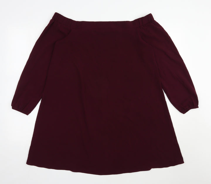 River Island Womens Purple  Polyester Trapeze & Swing  Size 12  Off the Shoulder Pullover