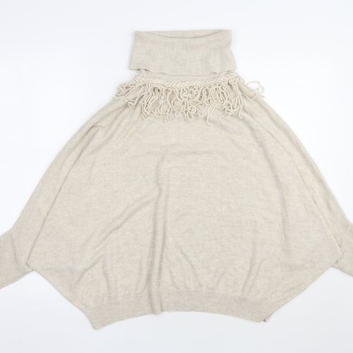 River Island Womens Beige Roll Neck  Acrylic Pullover Jumper Size S