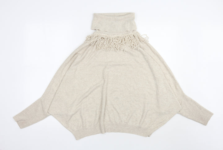 River Island Womens Beige Roll Neck  Acrylic Pullover Jumper Size S