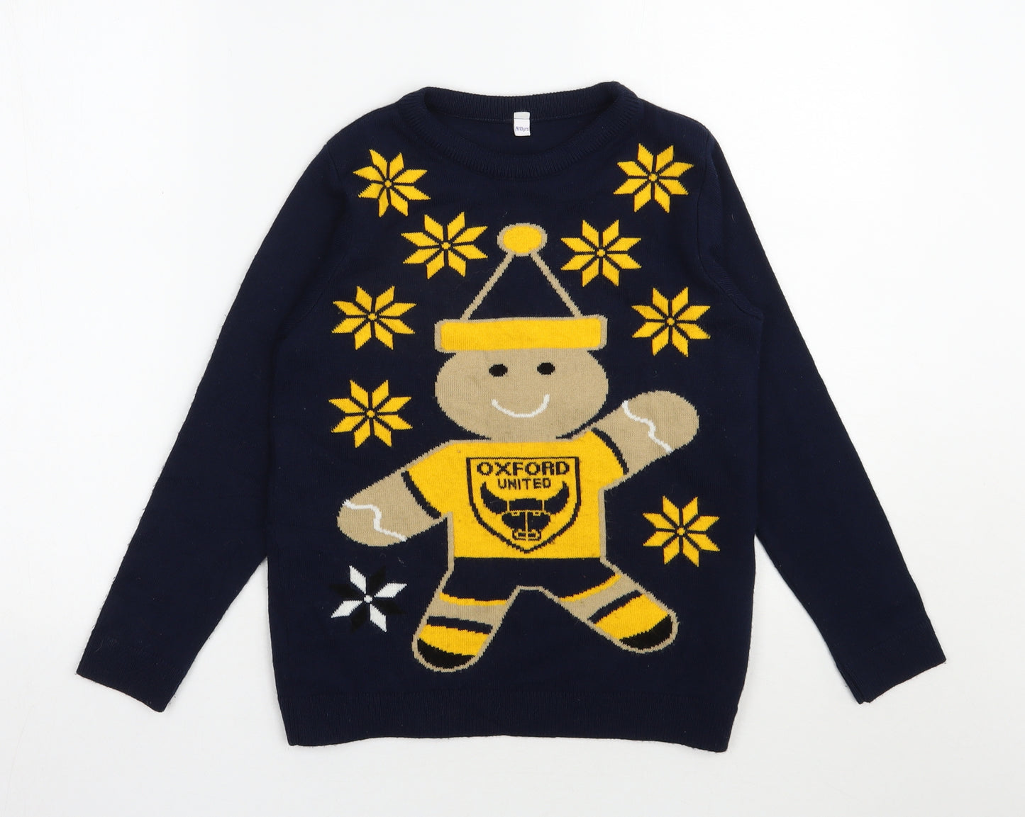 Preworn Boys Blue Round Neck  Acrylic Pullover Jumper Size 9-10 Years  Pullover - Oxford United