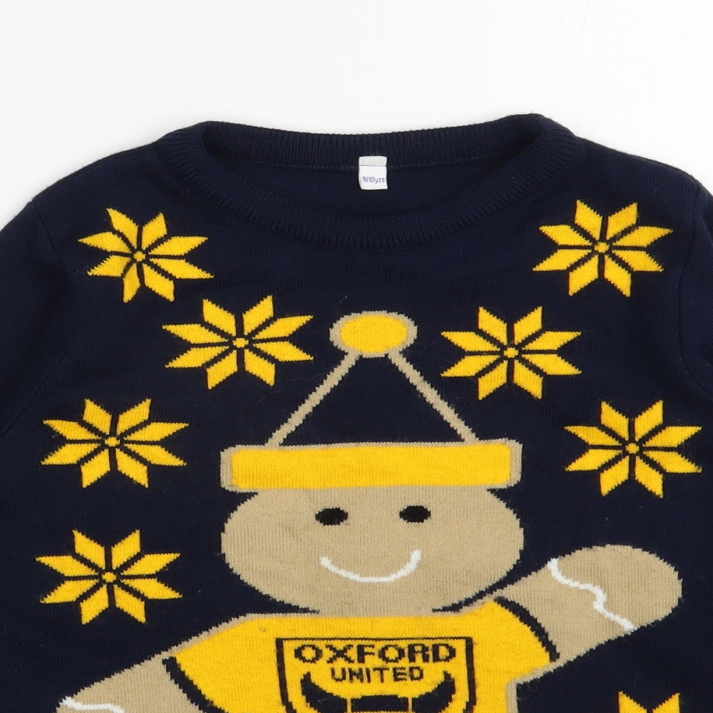 Preworn Boys Blue Round Neck  Acrylic Pullover Jumper Size 9-10 Years  Pullover - Oxford United