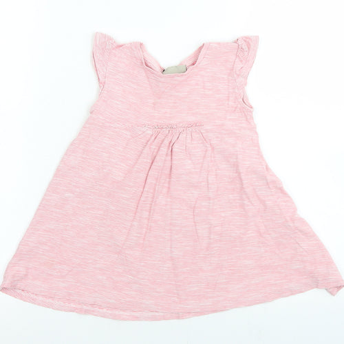 NEXT Girls Pink Striped Cotton A-Line  Size 2-3 Years  Crew Neck