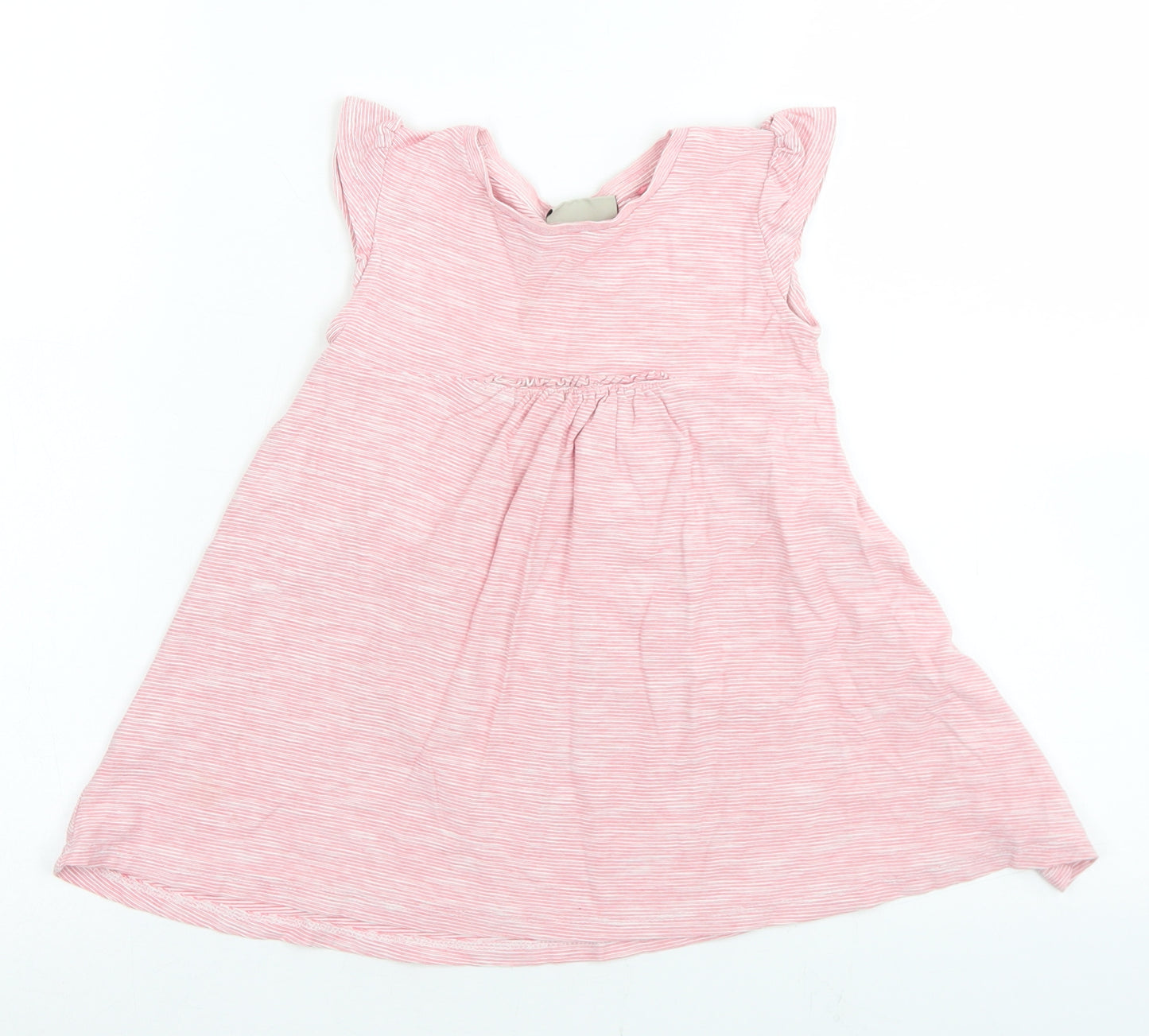 NEXT Girls Pink Striped Cotton A-Line  Size 2-3 Years  Crew Neck