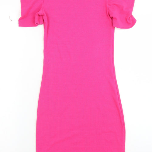 Divided Womens Pink  Polyester Bodycon  Size XS  Crew Neck