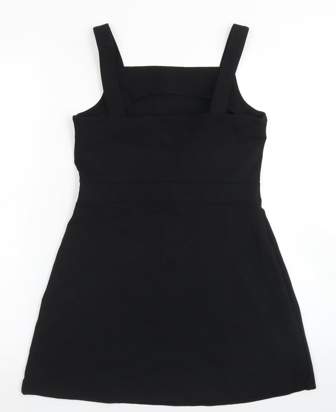 River Island Girls Black  Viscose Pinafore/Dungaree Dress  Size 11-12 Years  Square Neck