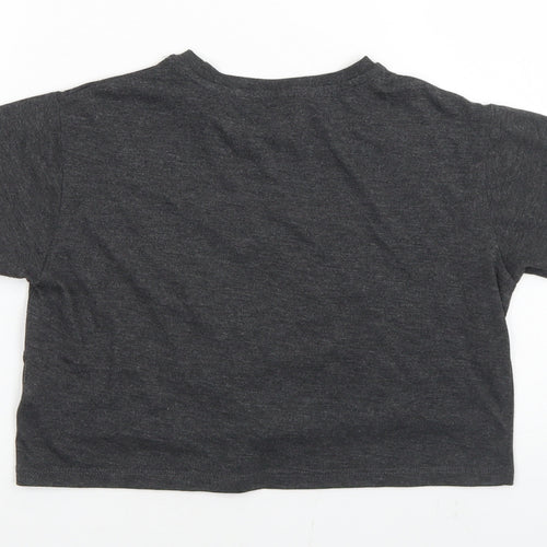 Miss e-vie Girls Grey  Polyester Cropped T-Shirt Size 7-8 Years Crew Neck  - Reindeer Christmas