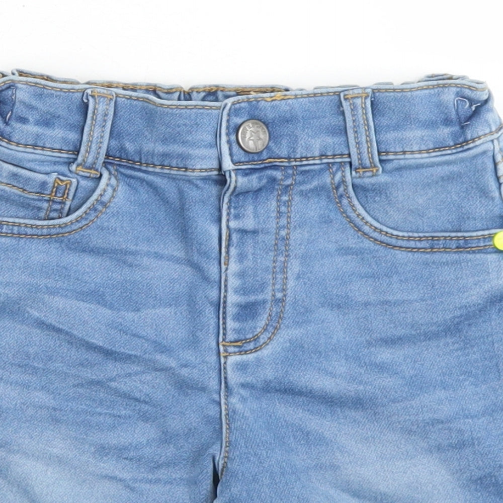 F&F Boys Blue  Cotton Bermuda Shorts Size 3-4 Years  Regular Snap