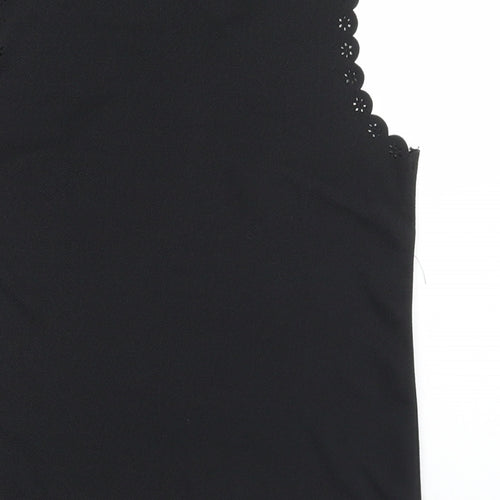 Atmosphere Womens Black  Polyester Basic Tank Size 6 Round Neck - Scalloped Edging