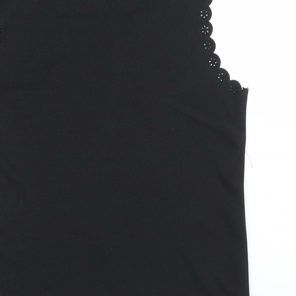 Atmosphere Womens Black  Polyester Basic Tank Size 6 Round Neck - Scalloped Edging