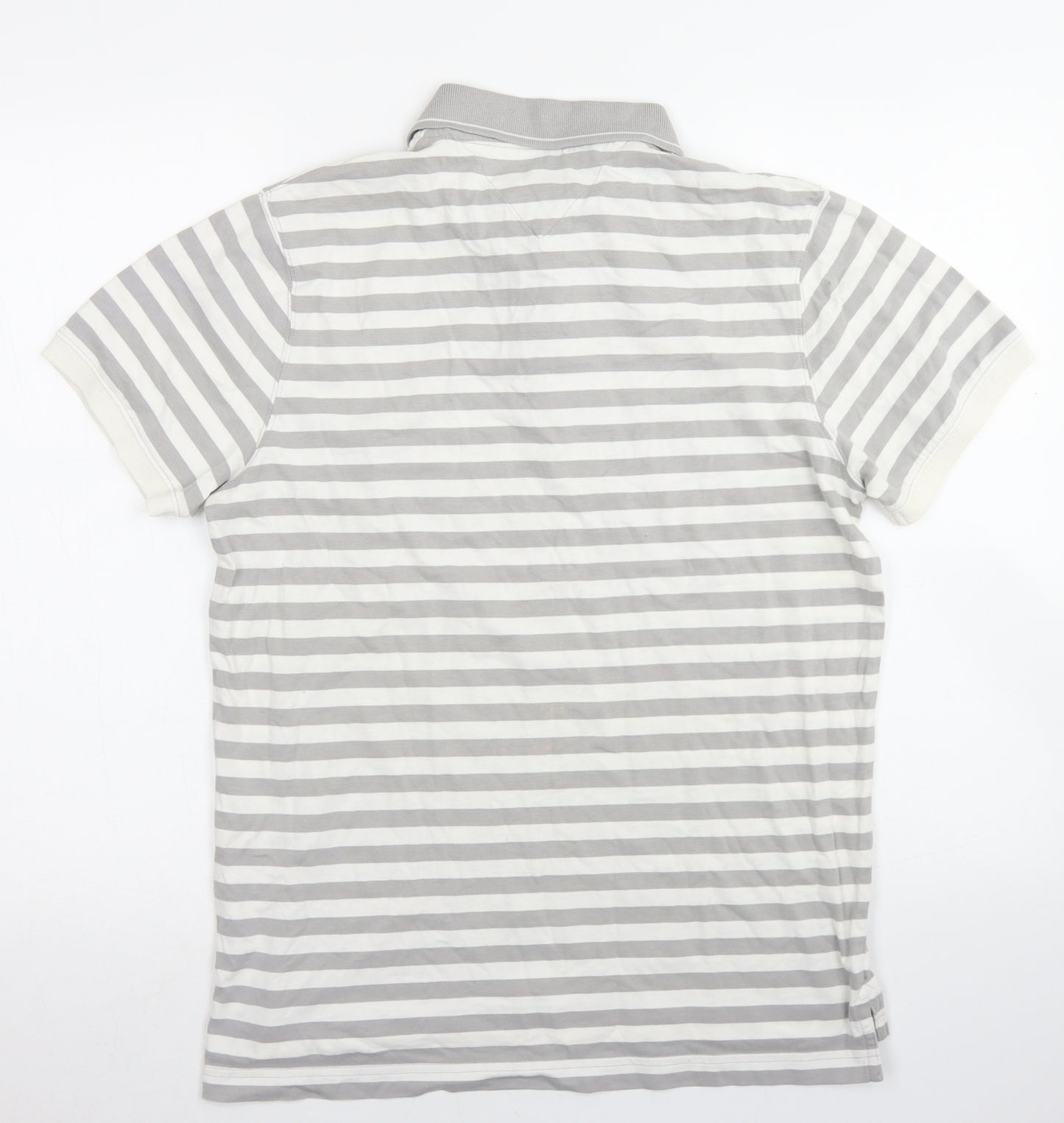 Tommy Hilfiger Mens Grey Striped Cotton  Polo Size M Collared