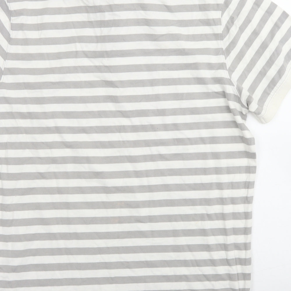 Tommy Hilfiger Mens Grey Striped Cotton  Polo Size M Collared