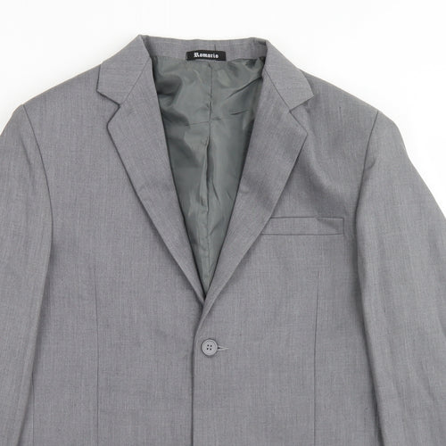 Romario Mens Grey  Polyester Jacket Blazer Size 34