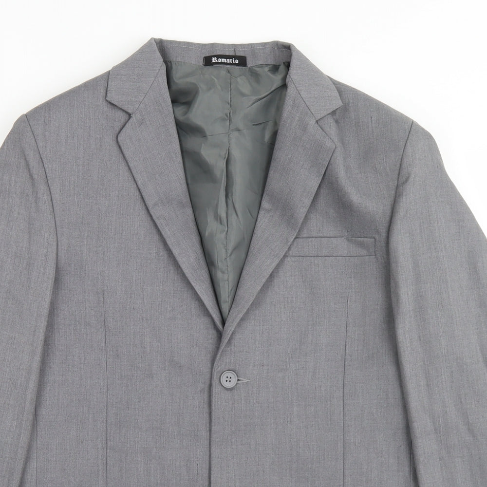 Romario Mens Grey  Polyester Jacket Blazer Size 34