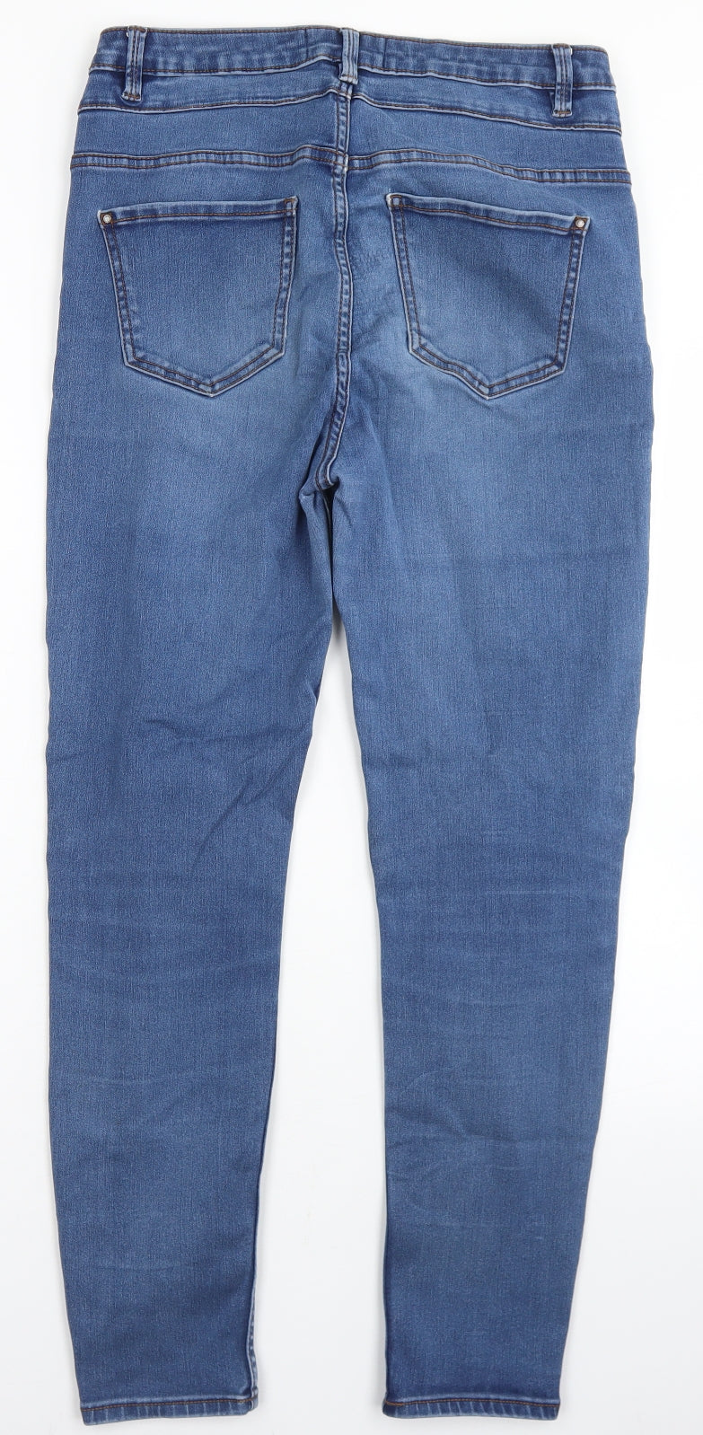 New Look Womens Blue  Cotton Skinny Jeans Size 14 L26 in Regular Button