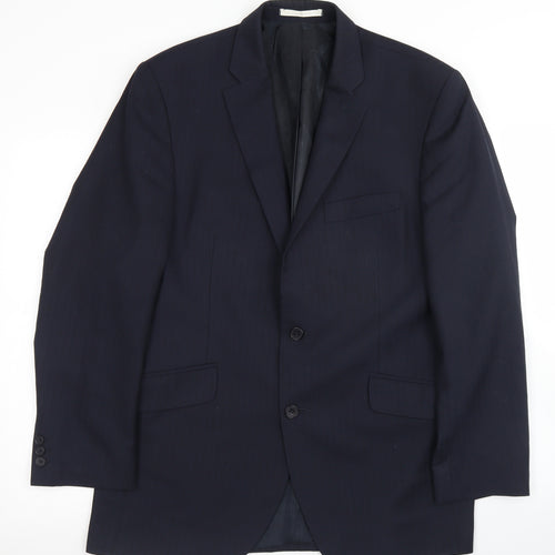 Preworn Mens Blue Striped Wool Jacket Blazer Size 40