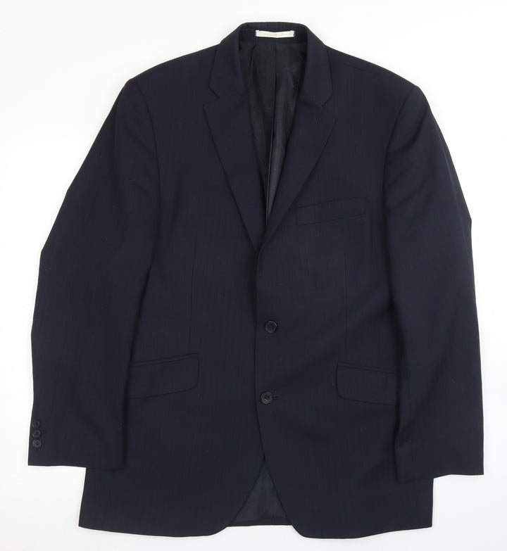 Preworn Mens Blue Striped Wool Jacket Blazer Size 40