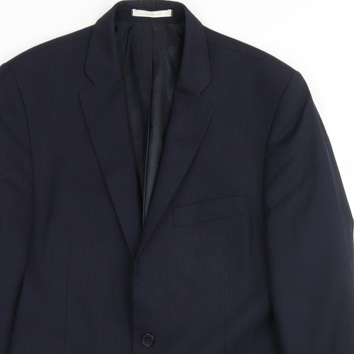 Preworn Mens Blue Striped Wool Jacket Blazer Size 40