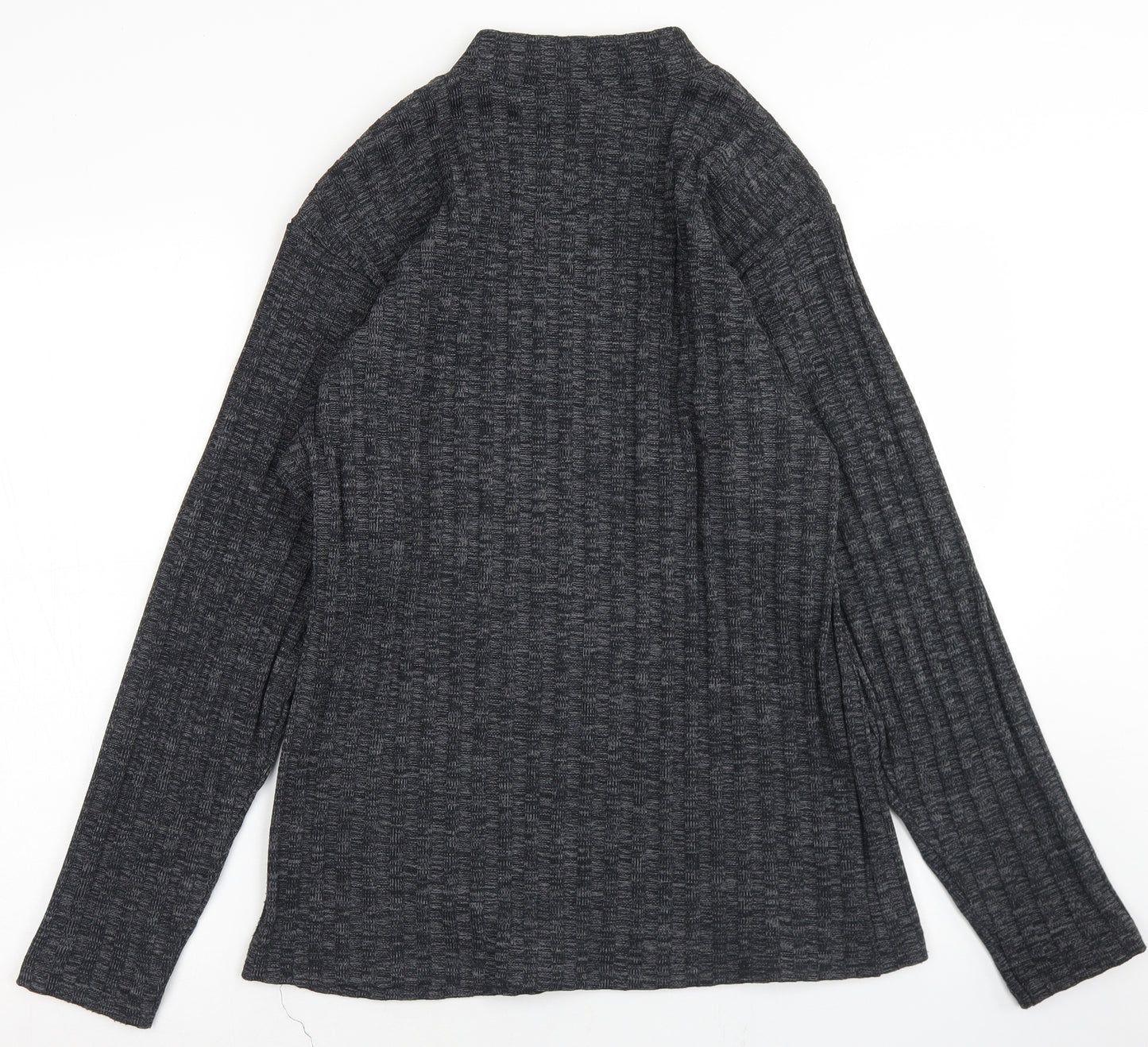 Primo Womens Grey Mock Neck Striped Polyester Pullover Jumper Size L