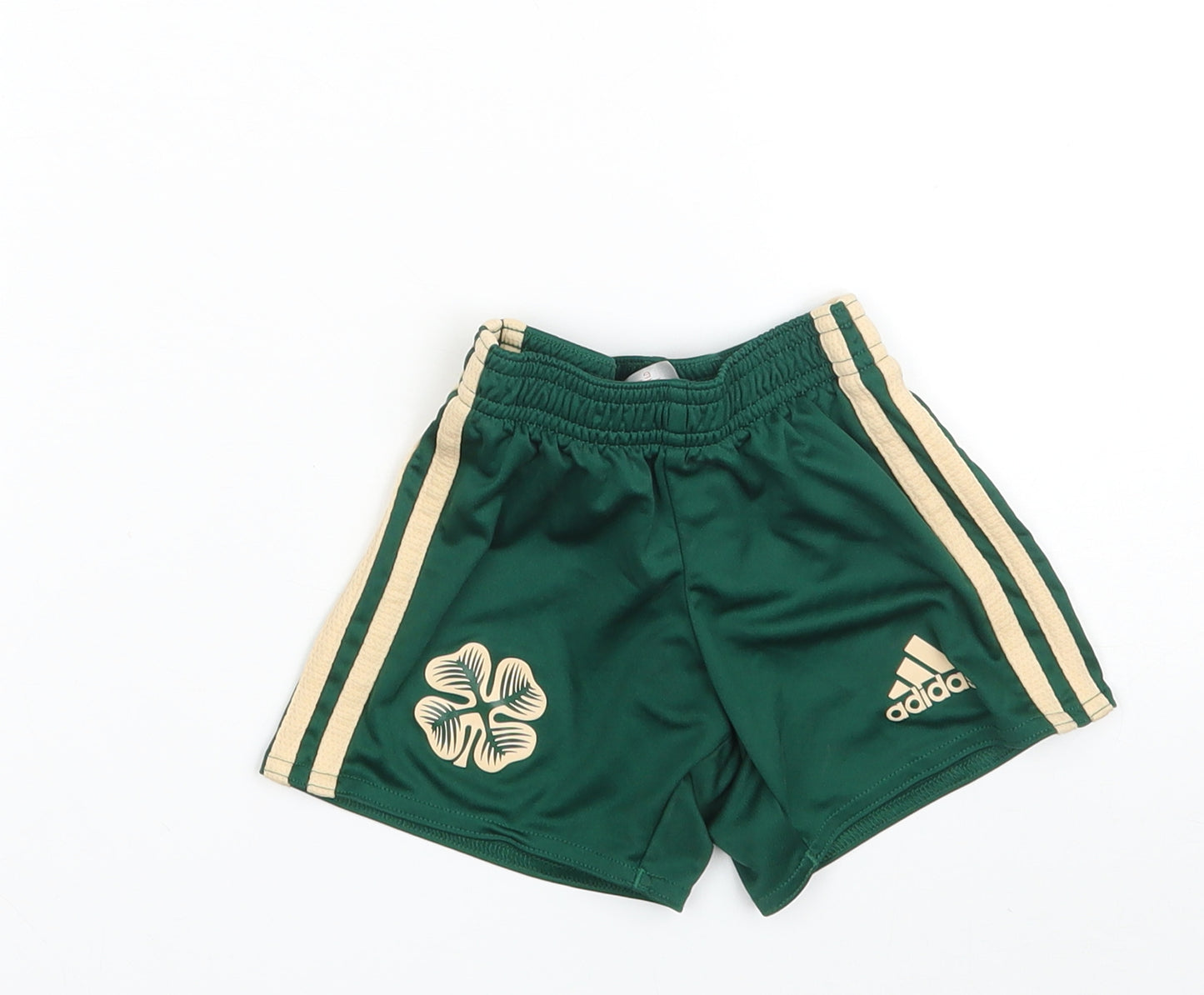 adidas Boys Green Striped 100% Polyester Cropped Leggings Size 18-24 Months   - Irish Football