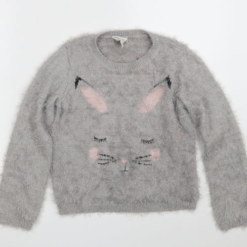 Monsoon Girls Grey Crew Neck  Nylon Pullover Jumper Size 11-12 Years